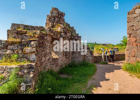 Rock castle Hohbarr (Chateau du Haut-Barr) with view to the castle Groß-Geroldseck near Saverne (Zabern), Bas-Rhin, Alsace, Grand Est, Alsace-Champagne-Ardenne-Lorraine, France Stock Photo