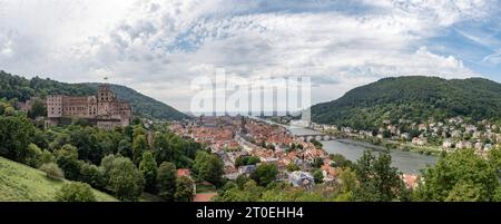 Heidelberg, Baden-Wuerttemberg, Germany, panorama of Heidelberg with the castle Stock Photo