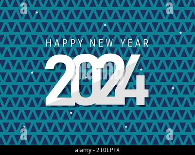 Happy New Year 2024 Banner Blue Background Stock Vector