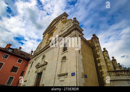 Annecy, France - August 29, 2023: The Church of Saint-Francois, known as the Church of the Italians, is a Catholic church in Annecy in Haute-Savoie, i Stock Photo