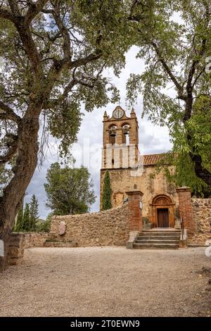 Church of Castelnou, Occitania, France. Stock Photo