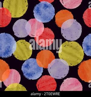 Seamless colorful circles pattern. Abstract vector watercolor bubbles background. Stock Vector
