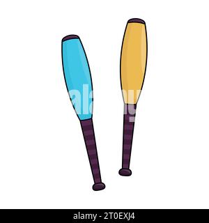 colorful Circus juggling clubs isolated on white background.  Vector for circus theme design illustration Stock Vector