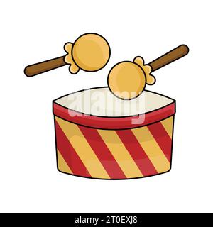Cartoon Circus Drum and Drumsticks vector design for entertainment and fun illustration Stock Vector