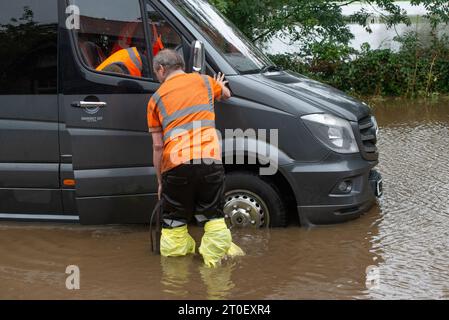 Ribchester, Preston, Lancashire, UK. 6th Oct, 2023. Flooding in Ribchester, Preston, Lancashire, when the river Ribble burst its banks in the heavy rain. Credit: John Eveson/Alamy Live News Stock Photo