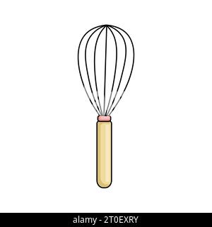 Kitchen whisk utensil icon on white background vector illustration for food and beverages conceptual design element Stock Vector