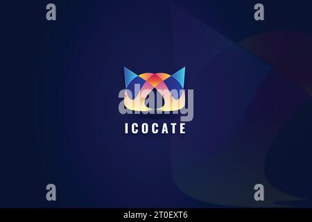 modern alien face esports logo design with hand drawn flat creative modern abstract gradient colorful style with sword for game team Stock Vector