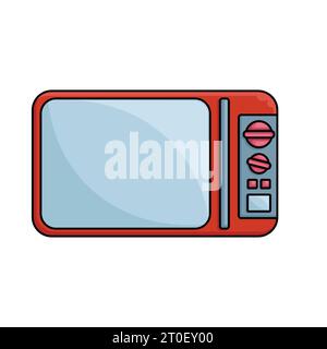 Microwave oven icon type in blue and red. Vector design for kitchenware food and beverages conceptual design element and illustration Stock Vector