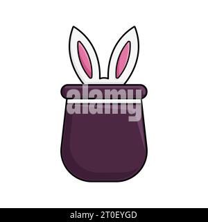 Rabbit inside the magic hat or pouch. Vector illustration for circus and art performance concept Stock Vector