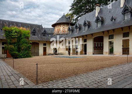 Chaumont Castle is located southwest of the city of Blois on a steep slope overlooking the commune of Chaumont-sur-Loire on the banks of the Loire River. Stock Photo