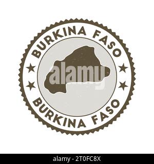 Burkina Faso emblem. Country round stamp with shape of Burkina Faso, isolines and round text. Beautiful badge. Awesome vector illustration. Stock Vector