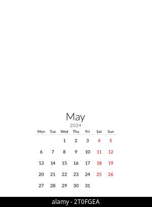 May 2024 calendar template with a place for your photos Stock Photo - Alamy