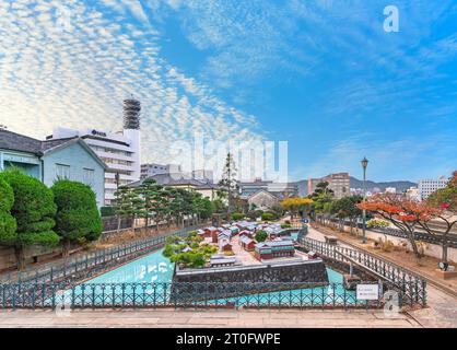 kyushu, japan - dec 14 2022: Outdoor model of the Dejima island known as Tsukishima which was an artificial island off nagasaki Stock Photo