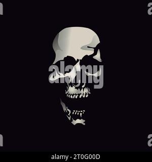 screaming skull vector on black background Stock Vector