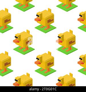 Isometric duck pattern. Vector clipart Stock Vector