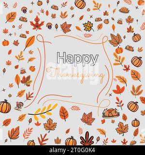 Thanksgiving Square post Design, Vector Thanksgiving Pattern Design Stock Vector