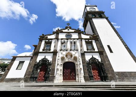 St. Sebastian church (Igreja Matriz de São Sebastião) in Ponta Delgada in São Miguel, Azores, Portugal. Stock Photo