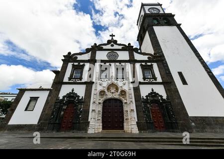 St. Sebastian church (Igreja Matriz de São Sebastião) in Ponta Delgada in São Miguel, Azores, Portugal. Stock Photo