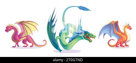 Flying pink dragon icon. Cartoon of flying pink dragon vector icon for ...