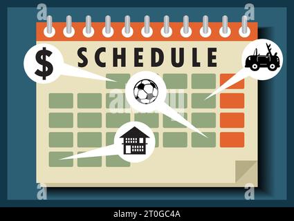 Calendar schedule vector cartoon illustration Stock Vector