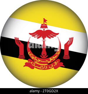 Brunei Flag Round Shape Stock Vector