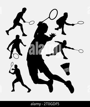 badminton sport player silhouette Stock Vector