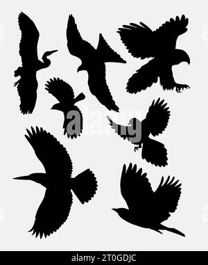 bird flying pose silhouette Stock Vector