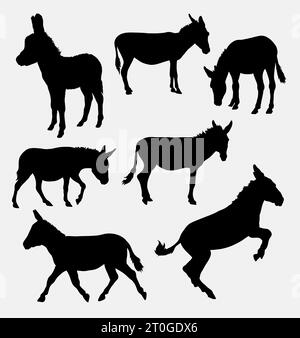 donkey mammal animal silhouette Stock Vector