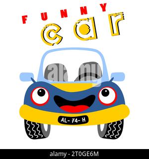 funny car vector cartoon illustration Stock Vector