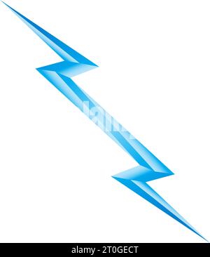 Blue Lightning Symbol on White Backdrop. Power Energy Sign. Electricity Themed Illustration for Icon, Stamp, or Banner Background Decoration Stock Vector
