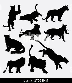 tiger and panther animal silhouette Stock Vector