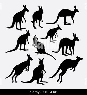kangaroo wild animal silhouette Stock Vector
