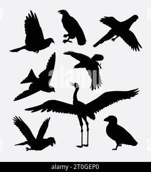 crane, eagle, parakeet bird silhouette Stock Vector