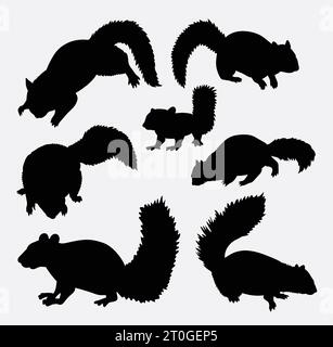 squirrel rodent animal silhouette Stock Vector