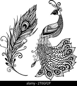 peacock tattoo stencil