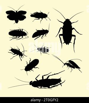 cockroach insect animal silhouette Stock Vector