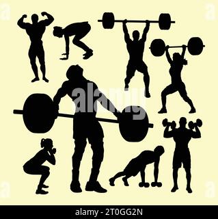 bodybuilding and heavy lifting sport silhouette Stock Vector