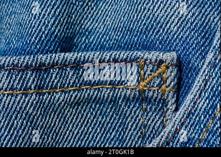 close-up of blue denim fabric on a pair of jeans Stock Photo