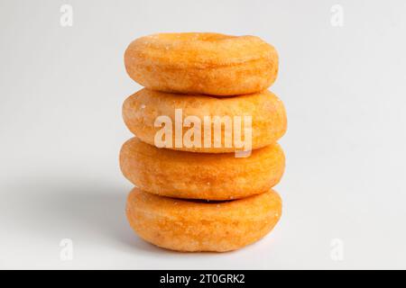 Donuts cake bakery sprinkled with sugar on white background Stock Photo