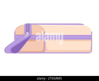 Pencil case with zippers vector illustration isolated on white background Stock Vector