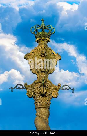 Porto, Portugal, Close-up detail of a medieval 'pelhourino' or pillary in the Cathedral Square. Stock Photo