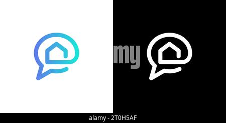 Chat home logo Design, Talk home logo, Chat house logo, icon, vector Stock Vector