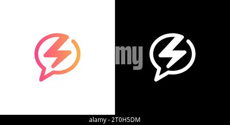 Chat Thunderbolt logo, Talk lightning logo, quick flash chat logo, icon, vector Stock Vector