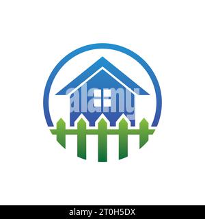 Home fence logo, real estate logo, house fence logo, modern, creative, icon, vector Stock Vector