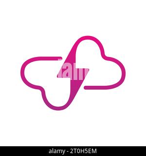 Love Thunder Logo, Love lightning bolt Logo, Heart with lightning bolt, modern, unique, creative, Icon, vector Stock Vector