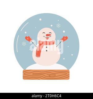 snow globe with a snowman inside. souvenir. winter. Vector illustration Stock Vector