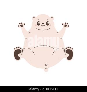 A cute polar polar polar bear lying on his back, character. Vector illustration Stock Vector