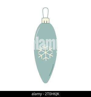 Christmas tree toy with a snowflake, in the shape of an icicle. Vector illustration white background Stock Vector