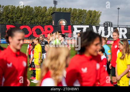 Rotterdam, Netherlands. 07th Oct, 2023. Rotterdam - A banner during the match between Feyenoord V1 v Ajax V1 at Nieuw Varkenoord on 7 October 2023 in Rotterdam, Netherlands. Credit: box to box pictures/Alamy Live News Stock Photo