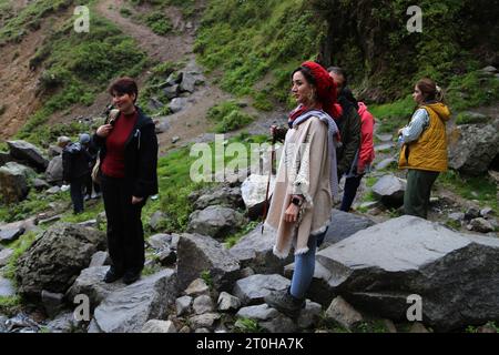 Ardabil, Iran. 5th Oct, 2023. Iranian tourists visit a waterfall just near Ardabil city, Iran. Ardabil is a city that offers a blend of historical, natural, and cultural attractions, making it a fascinating destination for travelers interested in exploring the unique heritage of Iran. (Credit Image: © Rouzbeh Fouladi/ZUMA Press Wire) EDITORIAL USAGE ONLY! Not for Commercial USAGE! Stock Photo